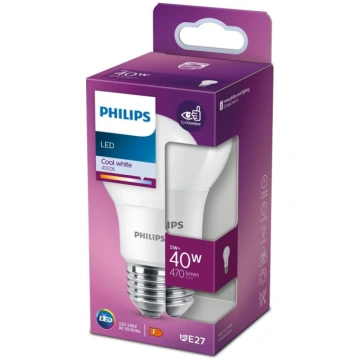 Philips LED 5W (40W) A60 E27 4000K matēta spuldze 