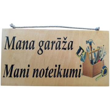 Dekoratīvs koka dēlis Mana garāža Mani noteikumi