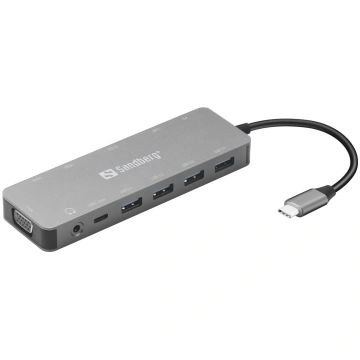 Sandberg 13-in-1 - docking station - USB-C - HDMI,