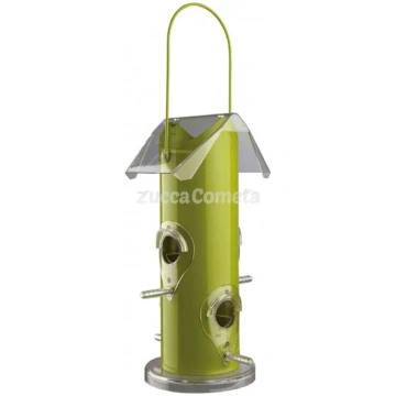 Casetta verde-contenitore per distribuire cibo agl