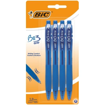 Bic Bu3 Grip zila pildspalva, 4 gab