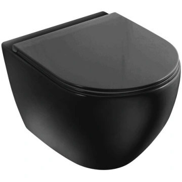 Sienas WC pods Vento Hugge Rimless, matēts melns