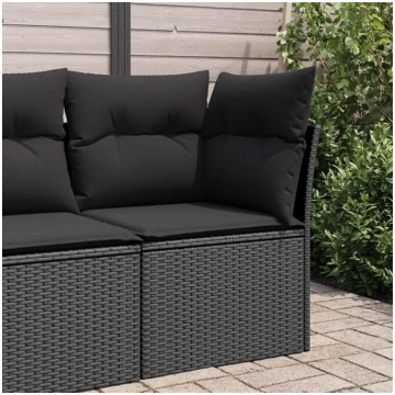 Homgoday Garden Corner Sofa with Black Cushion Pol