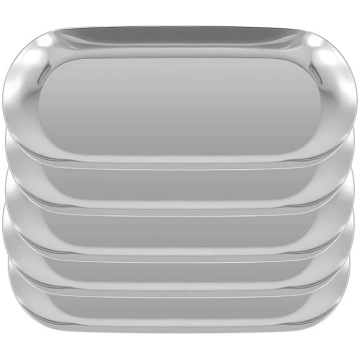 5 x ovale silberfarbene Edelstahl-Tabletts, 23 x 9