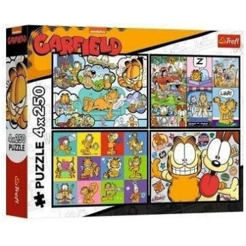 Puzle Trefl Garfield 4x250 gabaliņu komiksu ainas
