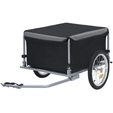 vidaXL velosipēda piekabe, 65 kg, melna ar pelēku