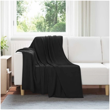 Pleds melna 170 x 130 cm flīss