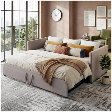 Sofa Bed 90/180 x 200 cm, 2-Seater Sofa with Sleep