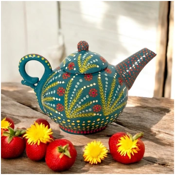 Potters Hand Painted Trillium Jade Teapot Pottersw