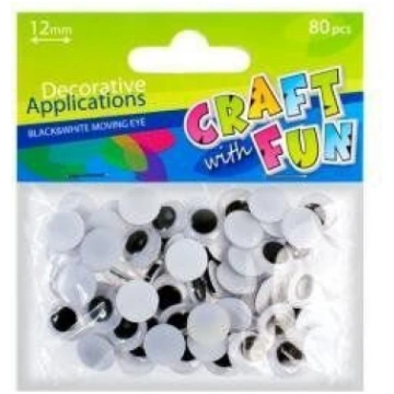 Dekoratīvās acis 12 mm, 80 gab., lipīgas, kustīgas