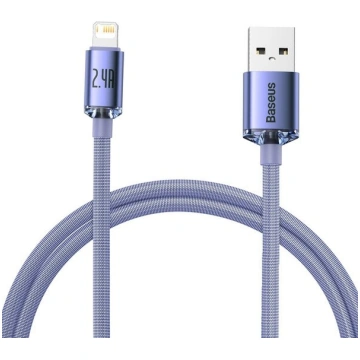USB kabelis - Baseus - uz IP - 2,4A - 1,2M - Viole
