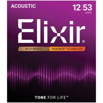 Akustiskās ģitāras stīgas Elixir Nanoweb Bronze 80