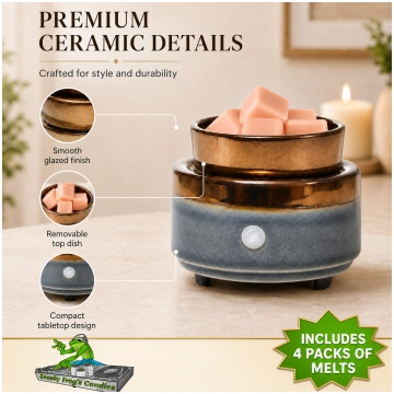 Two Tone Round Ceramic Wax Melt Warmer & 4 Scented