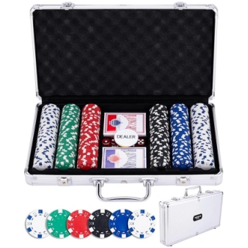Poker set in silver case, with 300 chips (11.5 gra