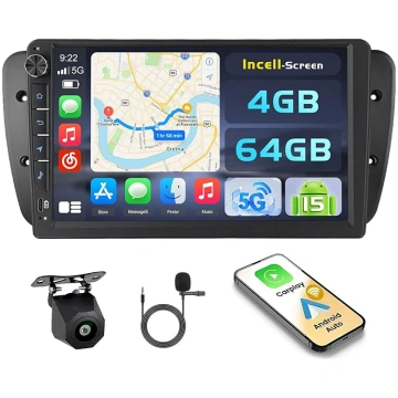 Hikity Android 15 4 + 64 GB auto radio Seat Ibiza 