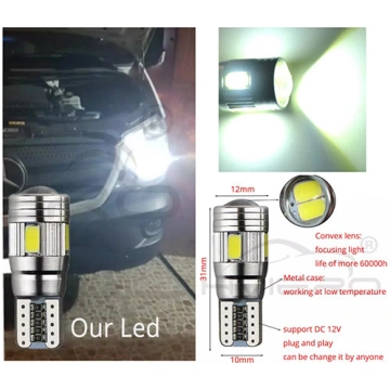 W5W balta - T10 LED 6 diožu CANBUS auto spuldze, A