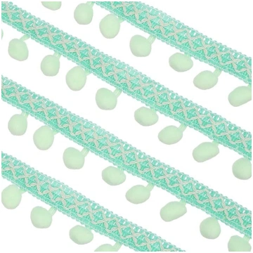 QUARKZMAN Bestickte Pompon-Borte 10 Yard Polyester