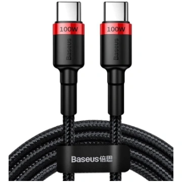 Cafule USB-C/USB-C kabelis, 100 W, 2 m, sarkans-me