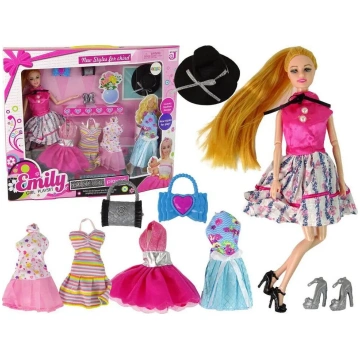 LEANToys lelle Emily ar maināmām drēbēm un aksesuā