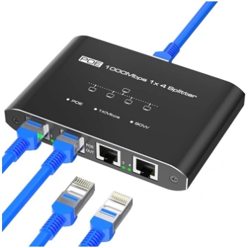 PoE Switch 1 in 4 Out, 4 portu gigabitu PoE sadalī