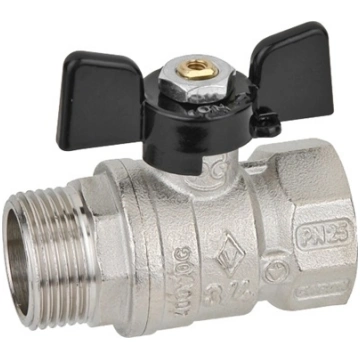 Lodveida ventīlis 3/4"", iekša-āra, tauriņveida ro