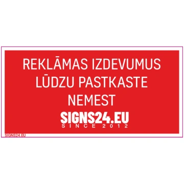 Zīme Reklāmas izdevumus lūdzu pastkaste nemest Uzl