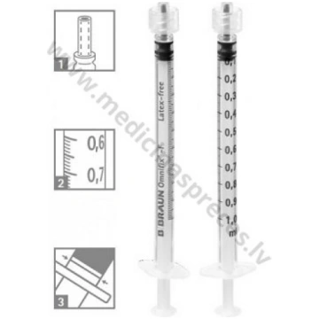 Šļirce Omnifix-F Luer Lock Solo 1 ml, bez adatas, 
