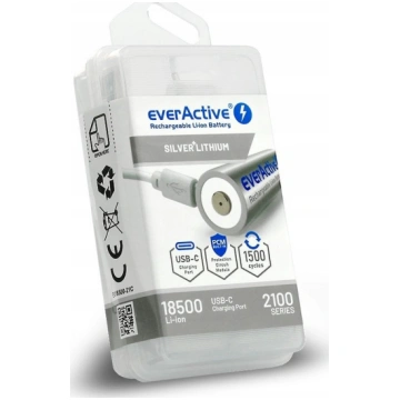 Rechargeble battery 18500 3 7V Li-ion 2100 mAh USB
