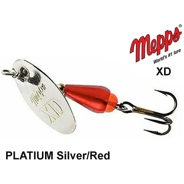 Rotējošais māneklis Mepps XD PLATIUM Silver/Red 3 
