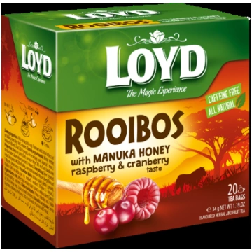 Sarkanā tēja LOYD Pyramids Rooibos ar Manuka medu,