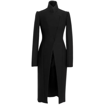 Black Wool Open Coat
