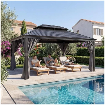 JUMMICO Gazebo 3.65 x 4.85 m Waterproof Stable Win