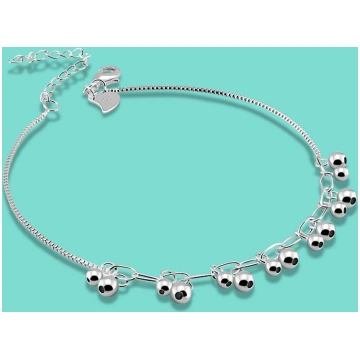 Women"s 925 Sterling Silver Anklets Beads Pendant 
