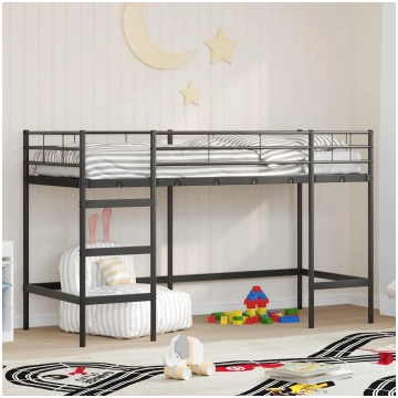 Bērnu loft gultas rāmjis melna 90 x 190 cm