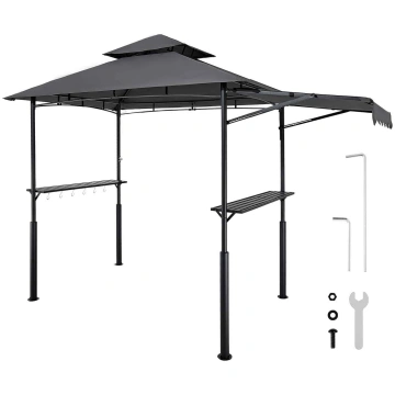 VEVOR 2.43×1.5 m Tērauda BBQ Grila Lapene ar Dubul