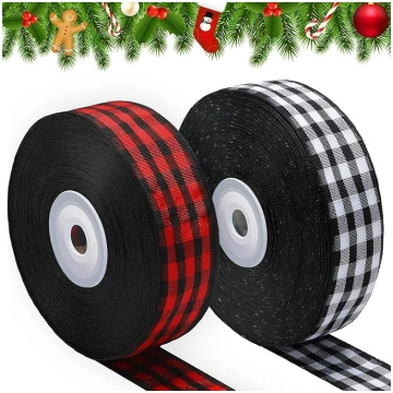 2 ruļļi 60 jardi Ziemassvētku Gingham pleds lentes