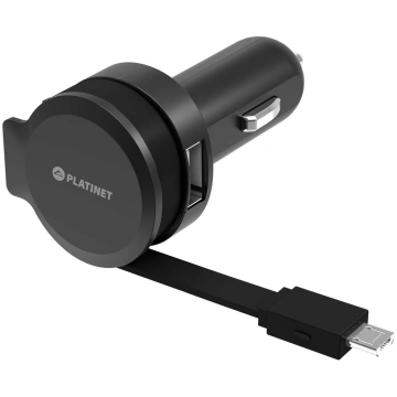 Platinet automašīnas lādētājs 1xUSB 2,4A + microUS