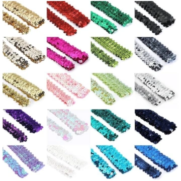 Neotrims UK Stretch Sequin Trim Elastīga 2 līnijas