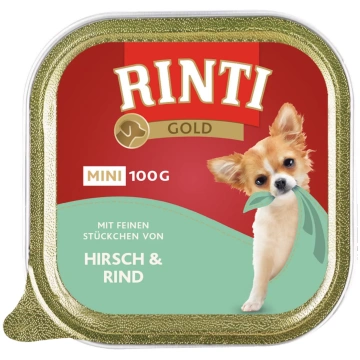 Konservi suņiem – Rinti Gold Mini ar brieža un lie