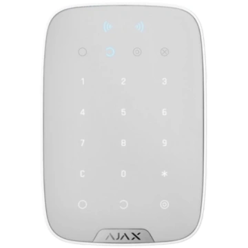 Balta bezvadu tastatūra Ajax KeyPad Plus ar skārie