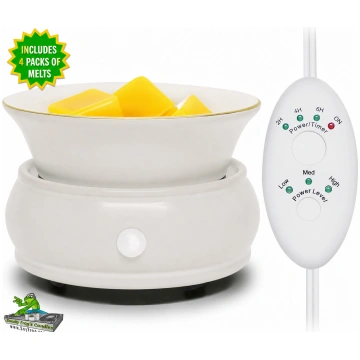 Round Ceramic Tray Wax Melt Warmer with Timer & 4 