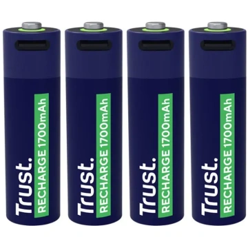 Rechargeable Battery Trust AA USB-C 4-pack