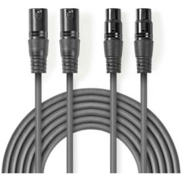 Kabelis Nedis 2x XLR M - 2x XLR F 3m COTH15030GY30