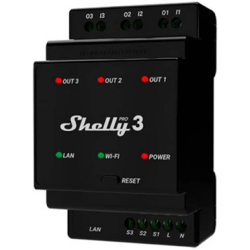 Shelly Pro 3 DIN Rail 3-channel Relay, WiFi/LAN Pr