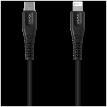 CANYON cable MFI-4 Type-C to Lightning 1.2m Black 