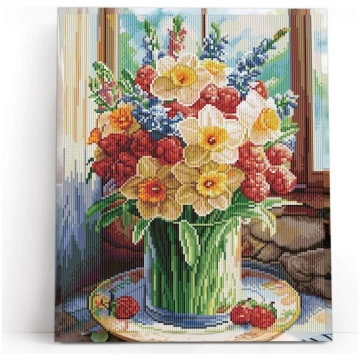 Dimanta mozaīka 40x50 cm, Vasara vāzē, varvikas, L