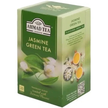 Zaļā tēja AHMAD JASMINE GREEN, 20 maisiņi paciņā