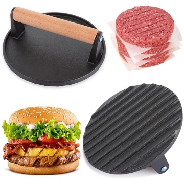 LOPYXBR Burger Press čuguna 7 collu smags dzelzs č