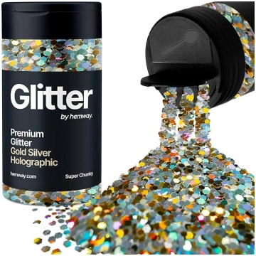 Glitter Shaker zelta sudraba hologrāfiskā sejas na