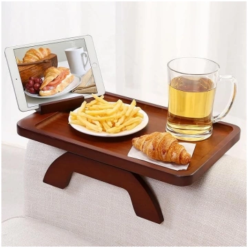SINWANT Bamboo Sofa Tray Clip On for Wide Sofas Co